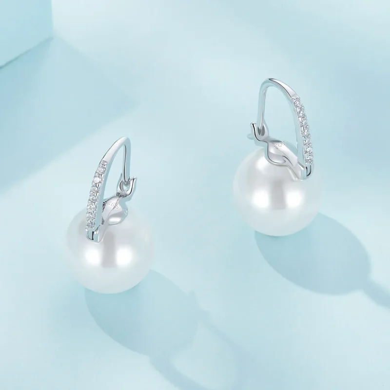 (bilde for) Pandora Style Simple Shell Beads Hoop øredobber - SCE1583 - Vis 4