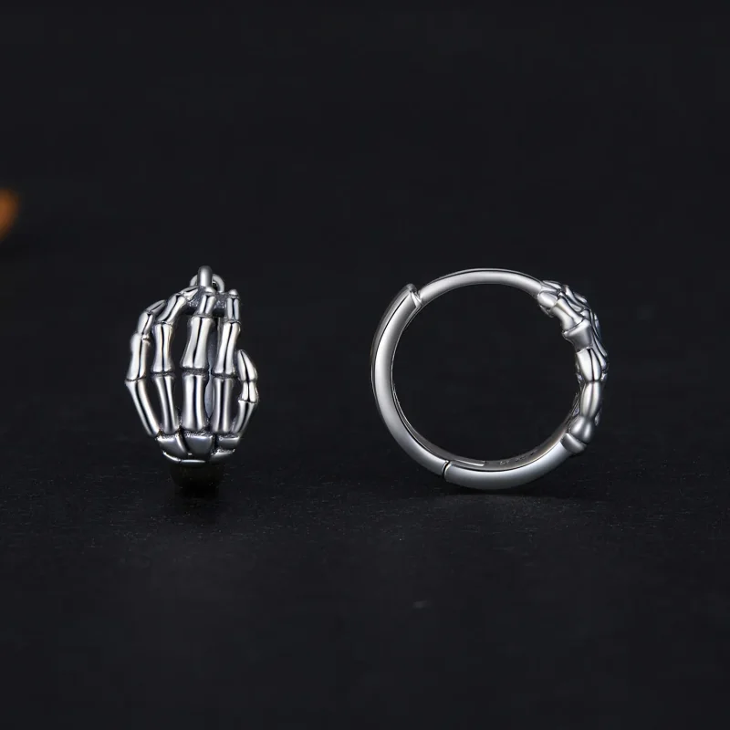 (bilde for) Pandora Style Skeleton Hand Hoop øredobber - SCE1641 - Vis 2