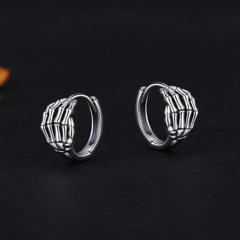 (bilde for) Pandora Style Skeleton Hand Hoop øredobber - SCE1641 - Vis 3