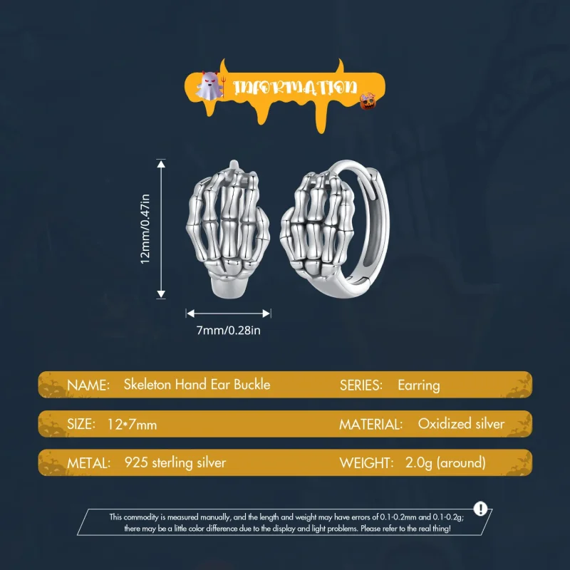 (bilde for) Pandora Style Skeleton Hand Hoop øredobber - SCE1641 - Vis 5