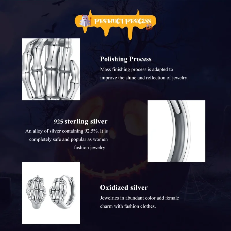 (bilde for) Pandora Style Skeleton Hand Hoop øredobber - SCE1641 - Vis 7