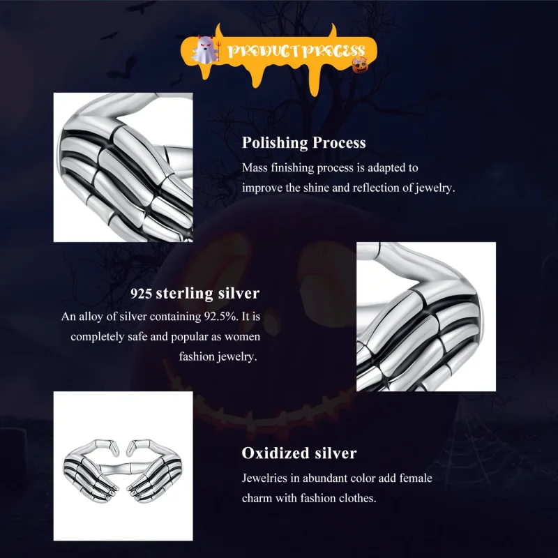 (bilde for) Pandora Style Skeleton Hand Ring - SCR971-E - Vis 6