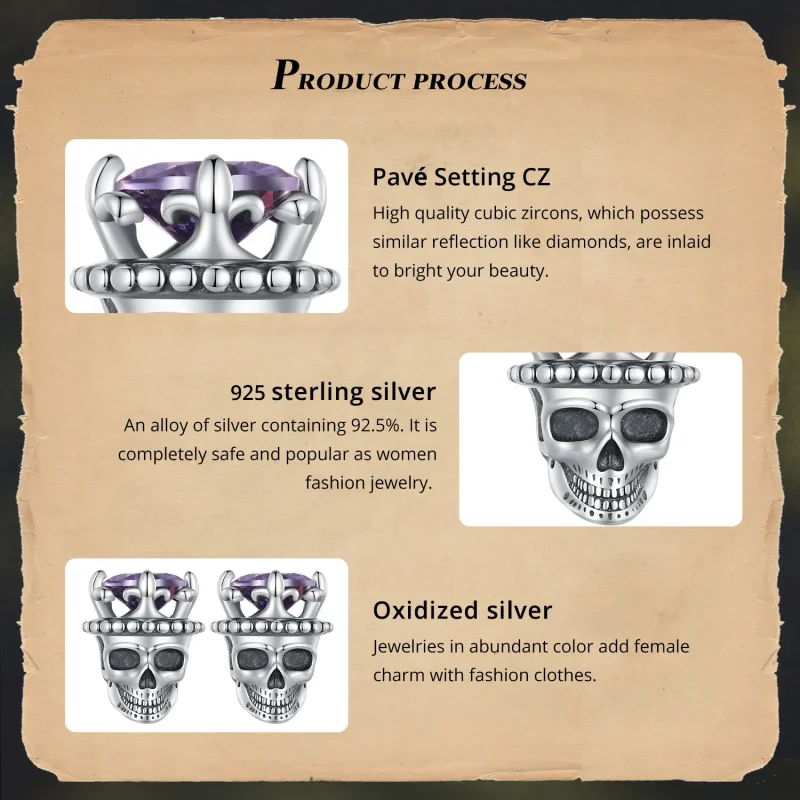 (bilde for) Pandora Style Skeleton King øredobber - BSE892 - Vis 5