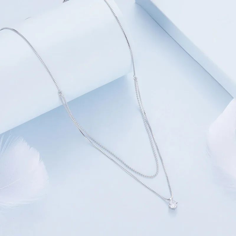 (bilde for) Pandora Style skinnende dobbeltlags halskjede - BSN358 - Vis 2