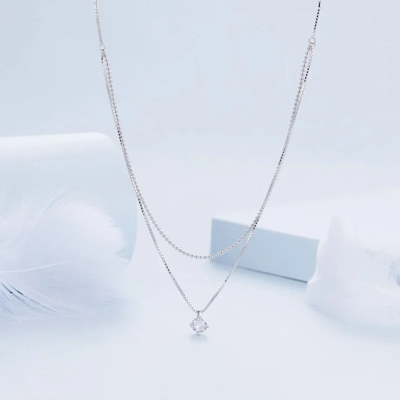 (bilde for) Pandora Style skinnende dobbeltlags halskjede - BSN358 - Vis 3