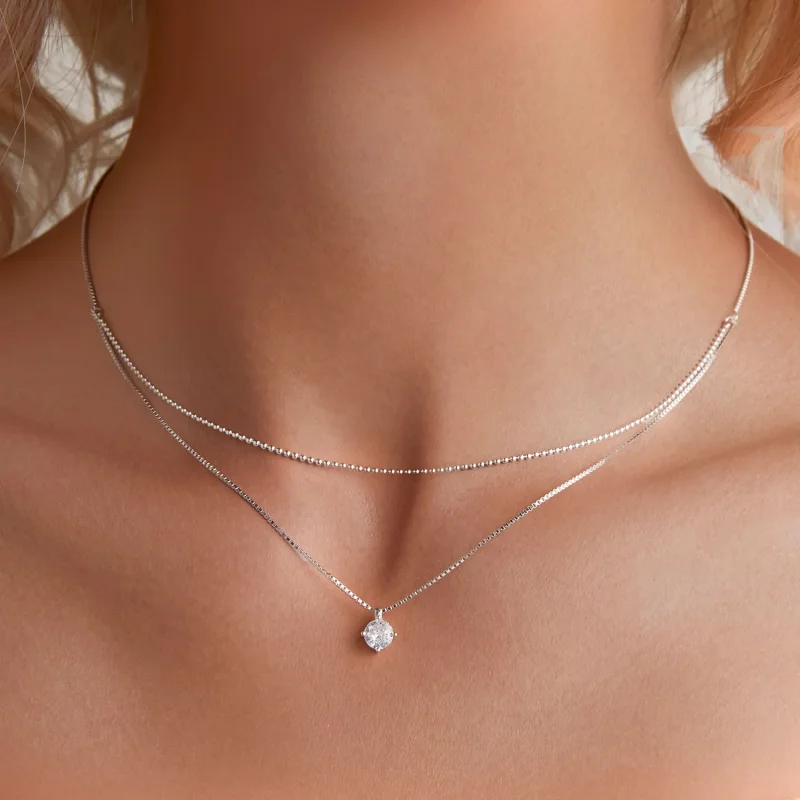 (bilde for) Pandora Style skinnende dobbeltlags halskjede - BSN358 - Vis 5