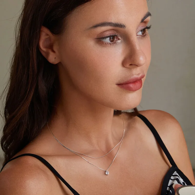 (bilde for) Pandora Style skinnende dobbeltlags halskjede - BSN358 - Vis 6