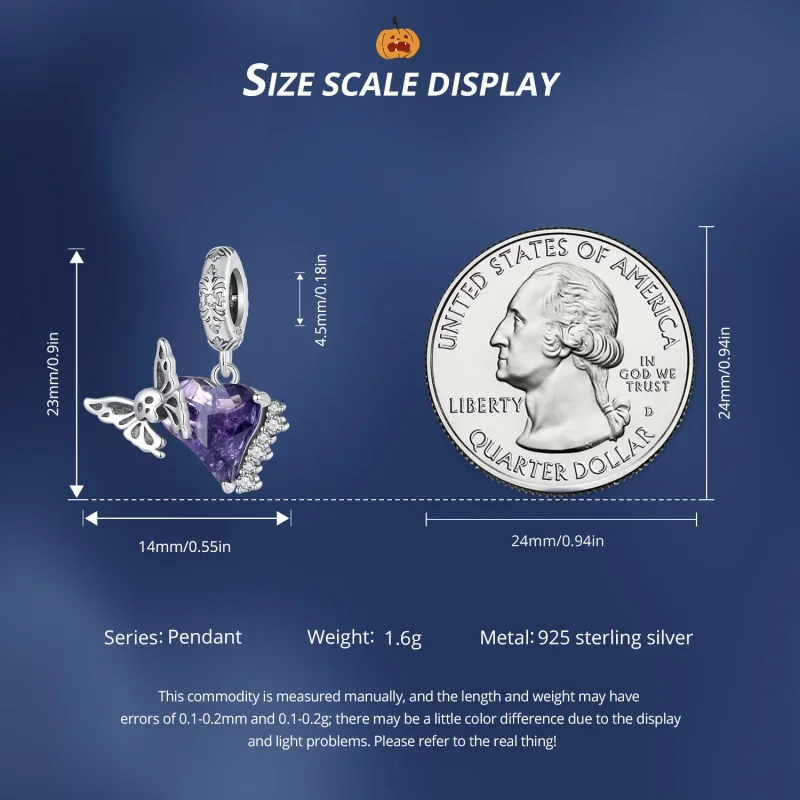 (bilde for) Pandora Style Skull Butterfly Silikon Dangle - BSC912 - Vis 7