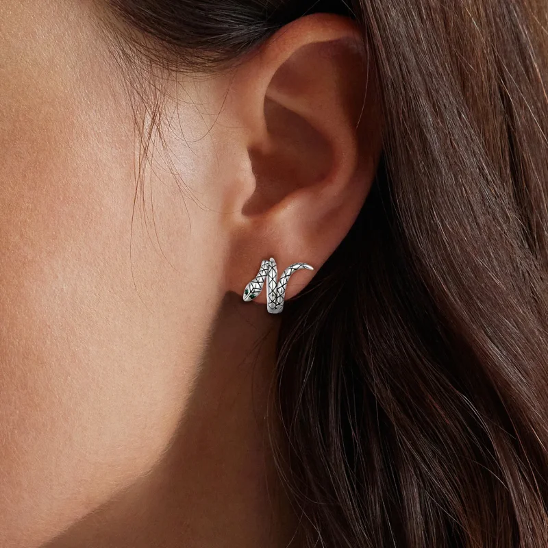 (bilde for) Pandora Style Snake Hoop øredobber - BSE883 - Vis 6
