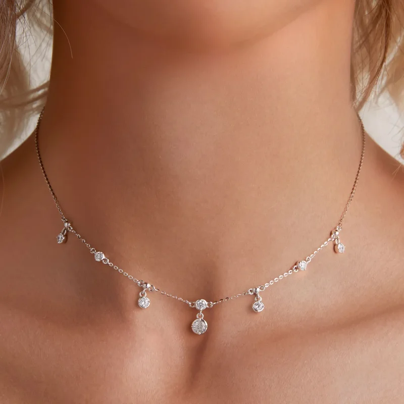 (bilde for) Pandora Style Sparkling Tassel Choker - BSN360 - Vis 5