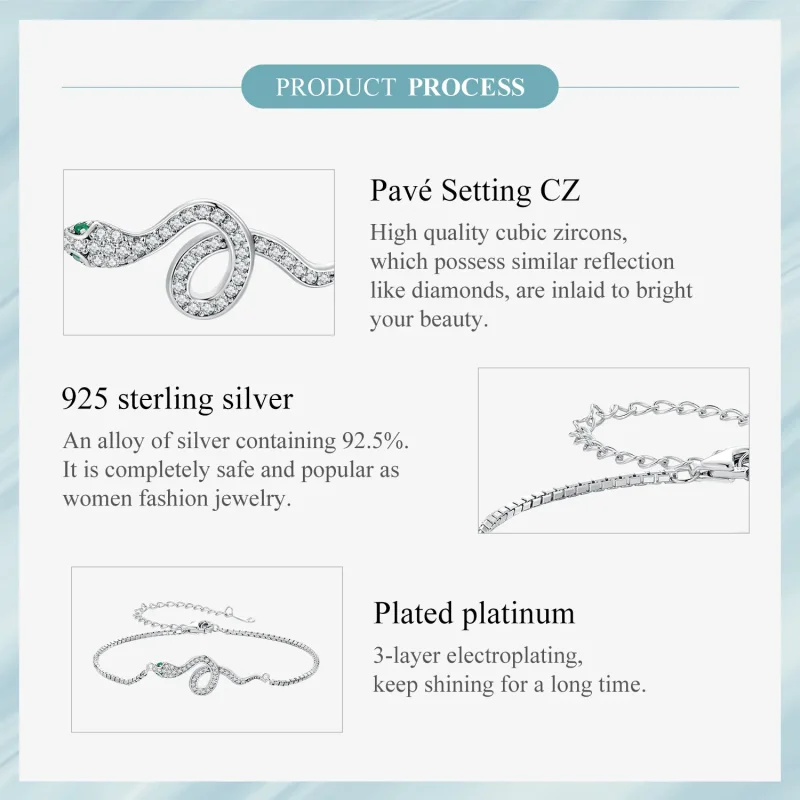 (bilde for) Pandora Style Spirit Snake Chain Armbånd - SCB261 - Vis 6