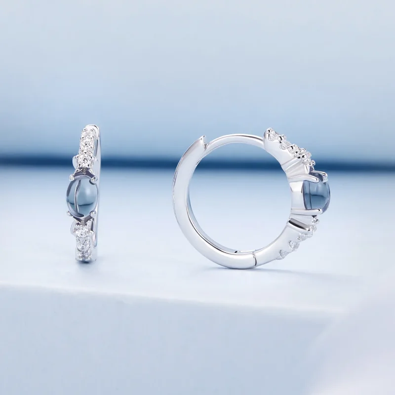 (bilde for) Pandora Style Star Blue Glass Hoop øredobber - BSE859 - Vis 2