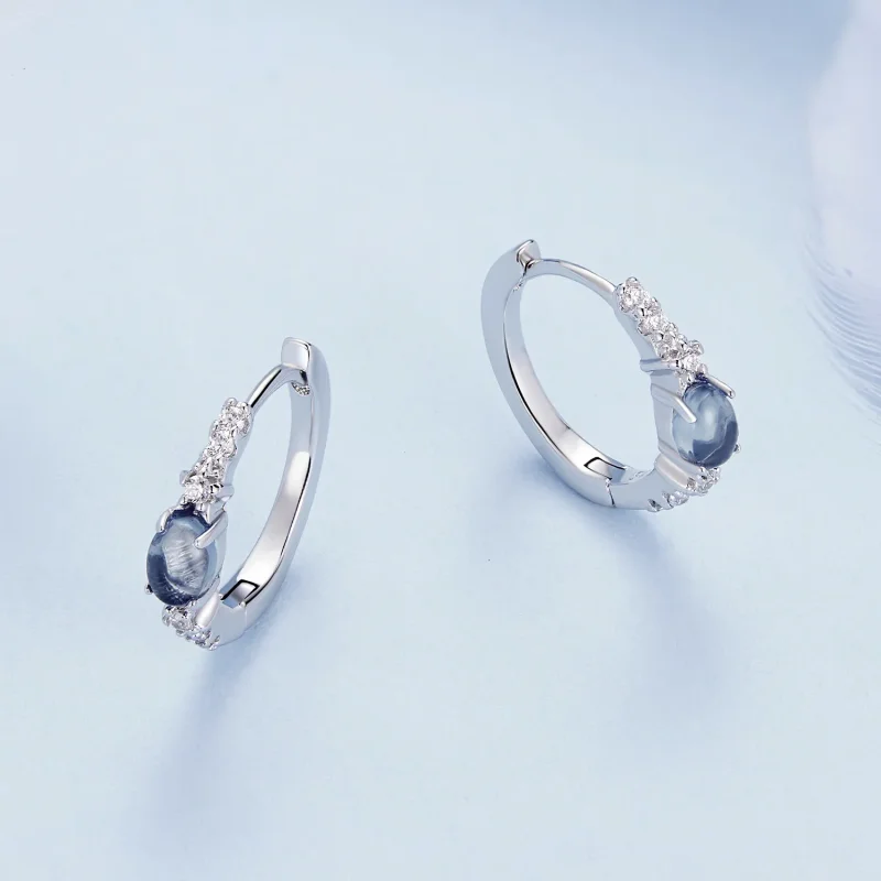 (bilde for) Pandora Style Star Blue Glass Hoop øredobber - BSE859 - Vis 3