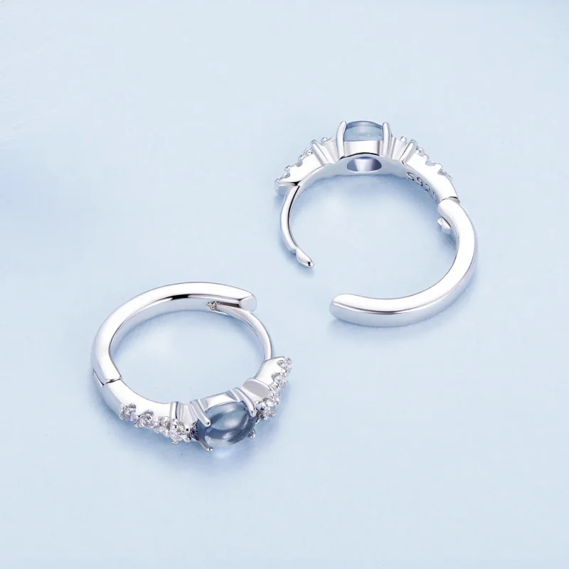 (bilde for) Pandora Style Star Blue Glass Hoop øredobber - BSE859 - Vis 4