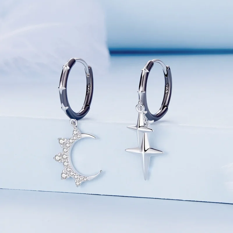 (bilde for) Pandora Style Stars and Moon Shine Hoop øredobber - BSE805 - Vis 2