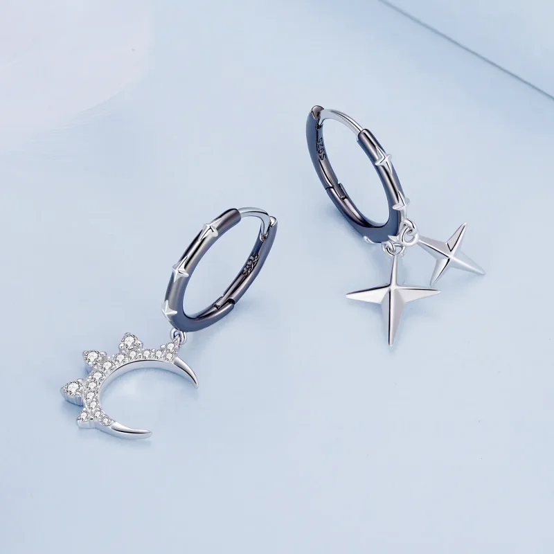 (bilde for) Pandora Style Stars and Moon Shine Hoop øredobber - BSE805 - Vis 3