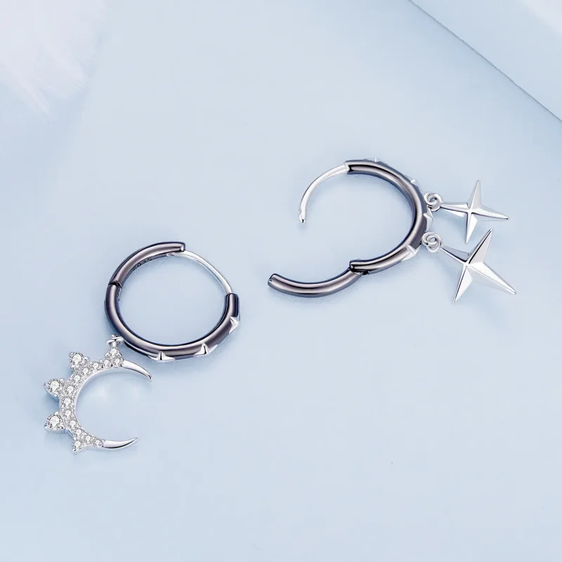 (bilde for) Pandora Style Stars and Moon Shine Hoop øredobber - BSE805 - Vis 4