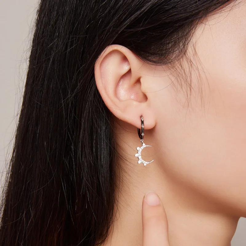(bilde for) Pandora Style Stars and Moon Shine Hoop øredobber - BSE805 - Vis 7