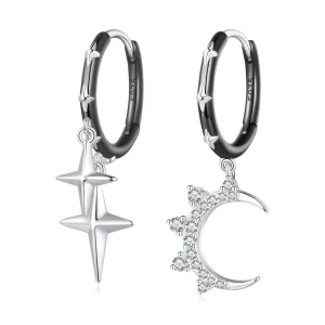 (bilde for) Pandora Style Stars and Moon Shine Hoop øredobber - BSE805