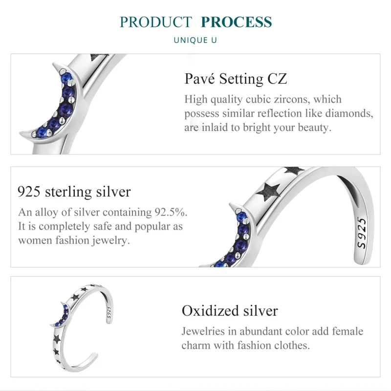 (bilde for) Pandora Style Sun, Moon and Stars Parring - BSR490-E - Vis 4