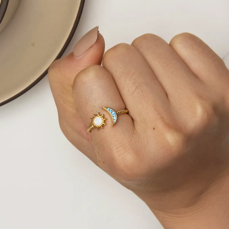 (bilde for) Pandora Style Sun, Moon and Stars åpen ring - SCR796-B - Vis 6