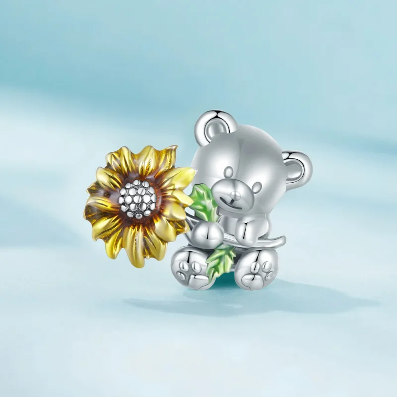 (bilde for) Pandora Style Sunflower and Bear Charm - SCC2560 - Vis 2