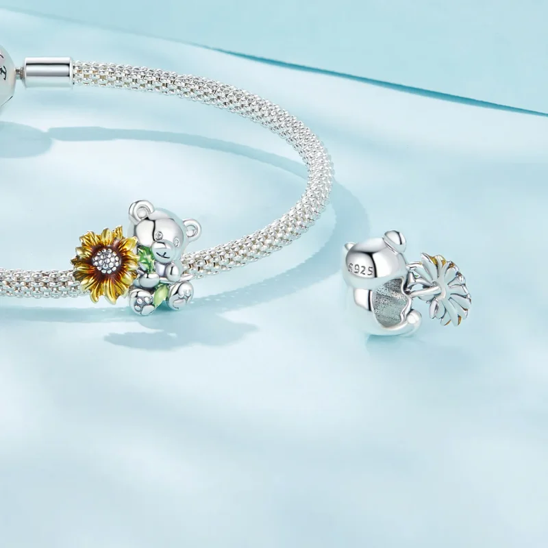 (bilde for) Pandora Style Sunflower and Bear Charm - SCC2560 - Vis 4