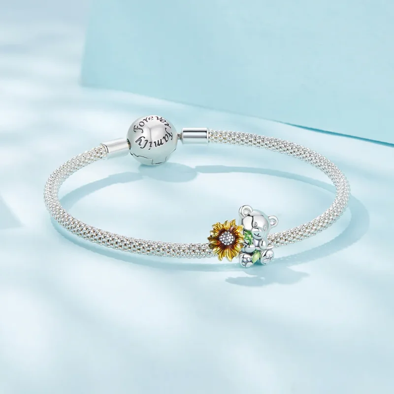 (bilde for) Pandora Style Sunflower and Bear Charm - SCC2560 - Vis 5