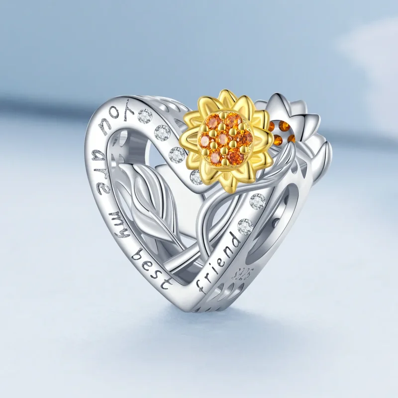(bilde for) Pandora Style Sunflower Charm - BSC839 - Vis 2