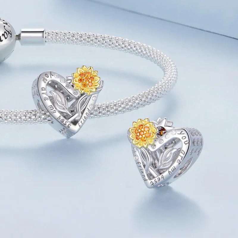 (bilde for) Pandora Style Sunflower Charm - BSC839 - Vis 4
