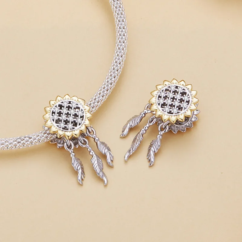 (bilde for) Pandora Style Sunflower Dream Catcher Charm - BSC820 - Vis 4