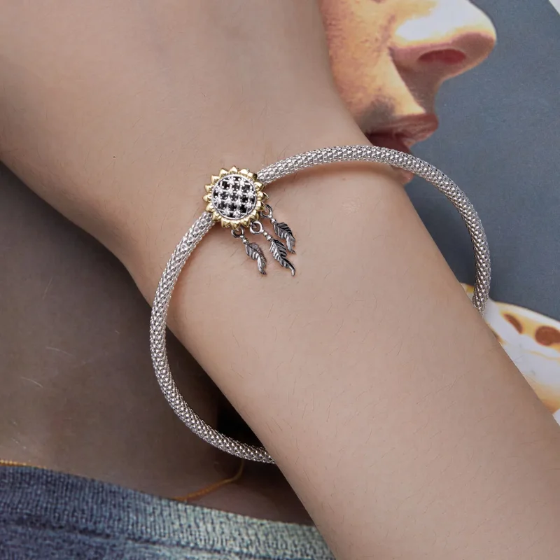 (bilde for) Pandora Style Sunflower Dream Catcher Charm - BSC820 - Vis 5