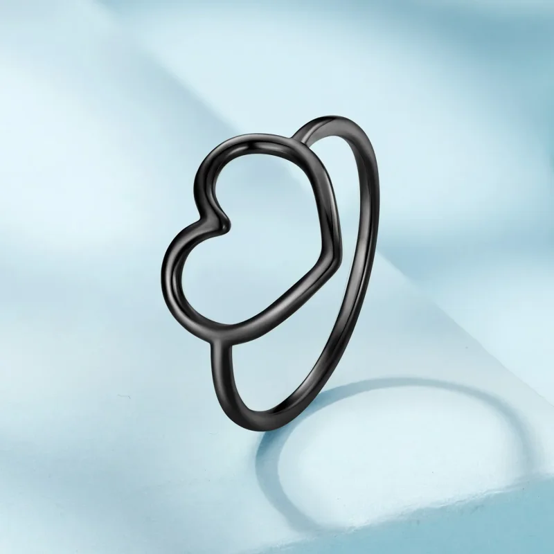 (bilde for) Pandora Style Svart Hjerteformet Ring - SCR641-D - Vis 2