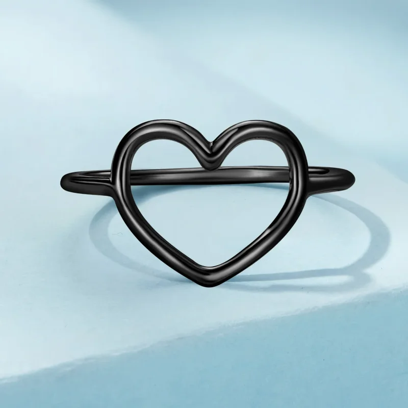 (bilde for) Pandora Style Svart Hjerteformet Ring - SCR641-D - Vis 3