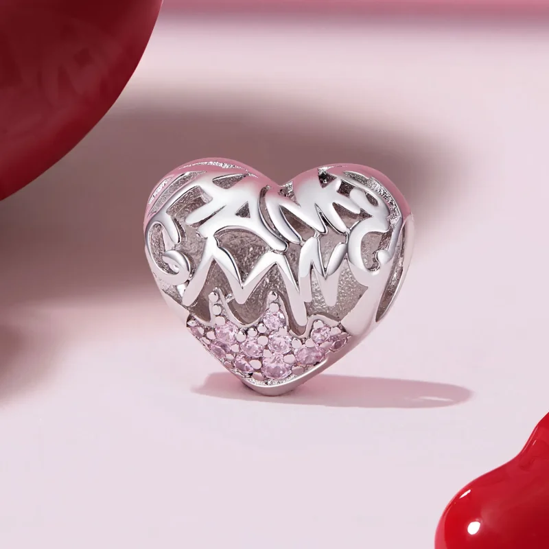 (bilde for) Pandora Style Thanksgiving Heart Charm - BSC923 - Vis 2
