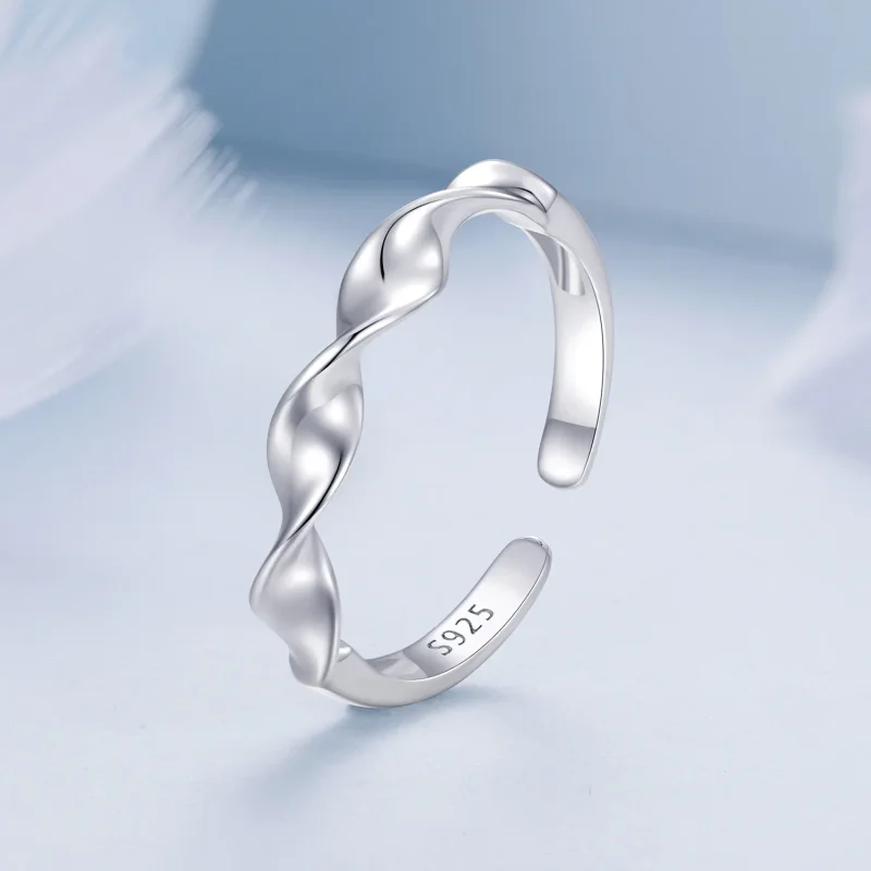(bilde for) Pandora Style Twisted Sterling Silver Ring - BSR468-E - Vis 2