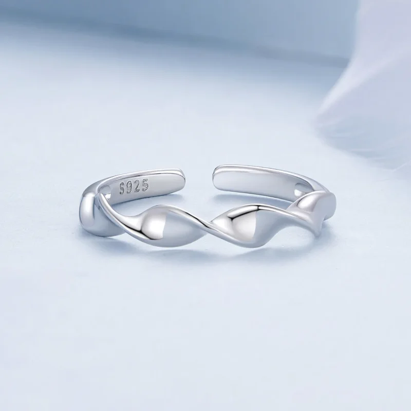 (bilde for) Pandora Style Twisted Sterling Silver Ring - BSR468-E - Vis 3