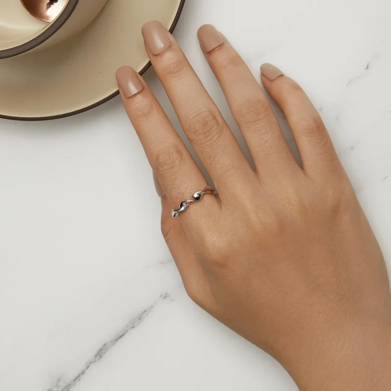 (bilde for) Pandora Style Twisted Sterling Silver Ring - BSR468-E - Vis 5