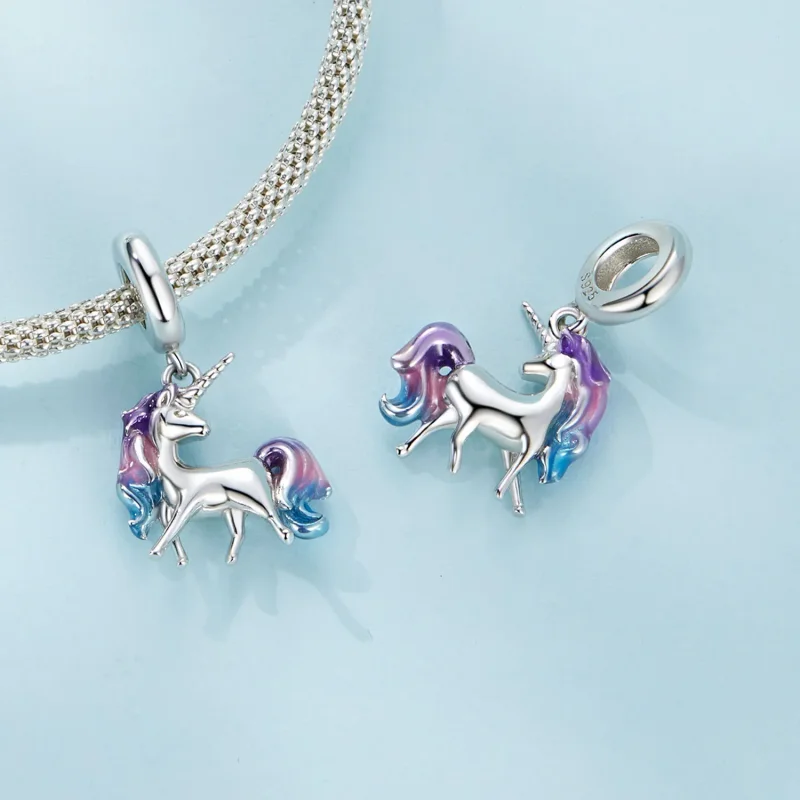 (bilde for) Pandora Style Unicorn Dangle - SCC2621 - Vis 4