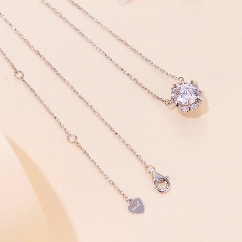 (bilde for) Pandora Style Utsøkt Moissanite Halskjede (ett sertifikat) - MSN011 - Vis 4