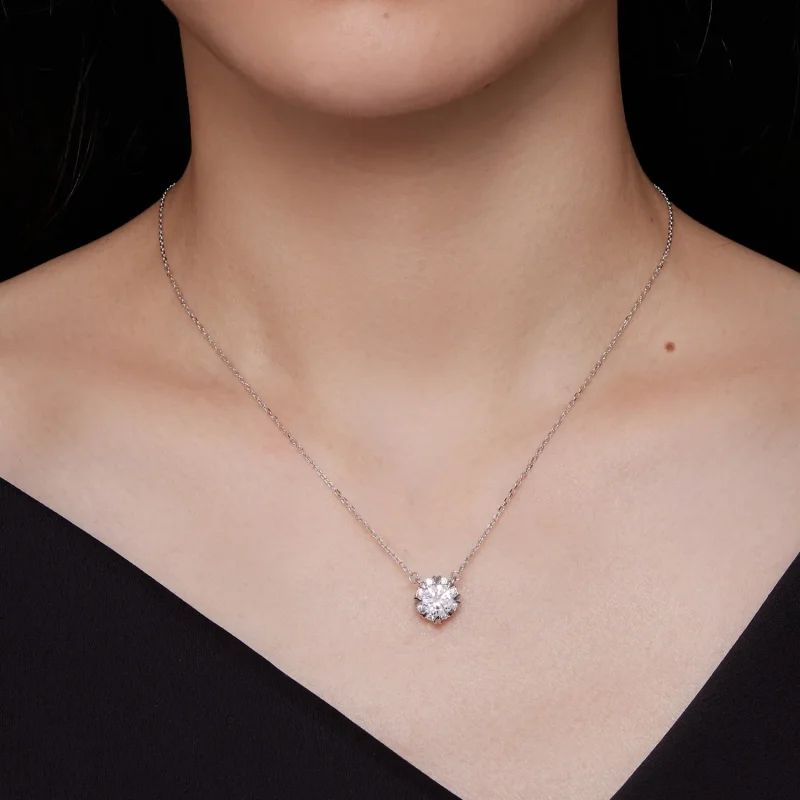 (bilde for) Pandora Style Utsøkt Moissanite Halskjede (ett sertifikat) - MSN011 - Vis 6