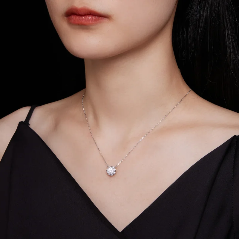 (bilde for) Pandora Style Utsøkt Moissanite Halskjede (ett sertifikat) - MSN011 - Vis 7