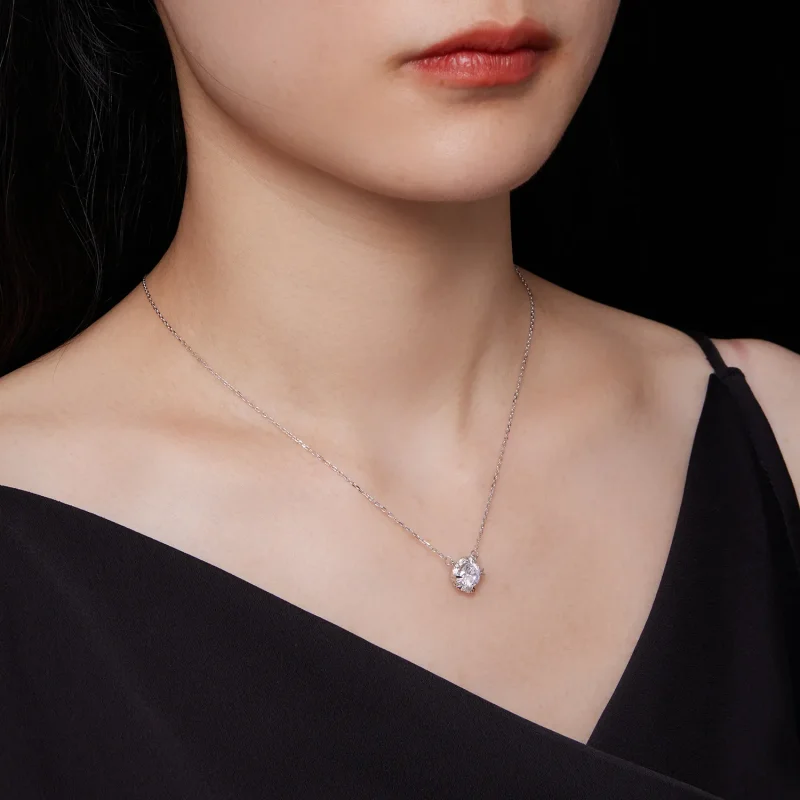 (bilde for) Pandora Style Utsøkt Moissanite Halskjede (ett sertifikat) - MSN011 - Vis 8