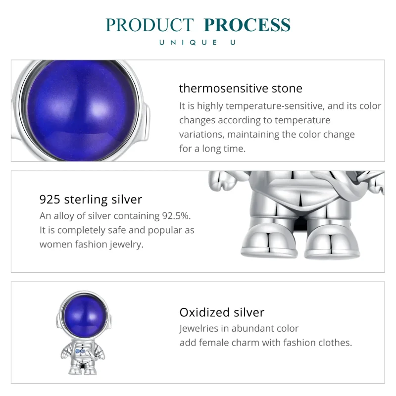 (bilde for) Pandora Style Varmfølende Astronaut Charm - BSC578-CF - Vis 6