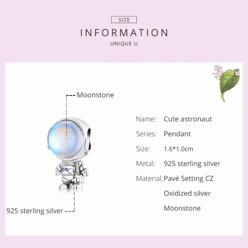 (bilde for) Pandora Style Varmfølende Astronaut Charm - BSC578 - Vis 3