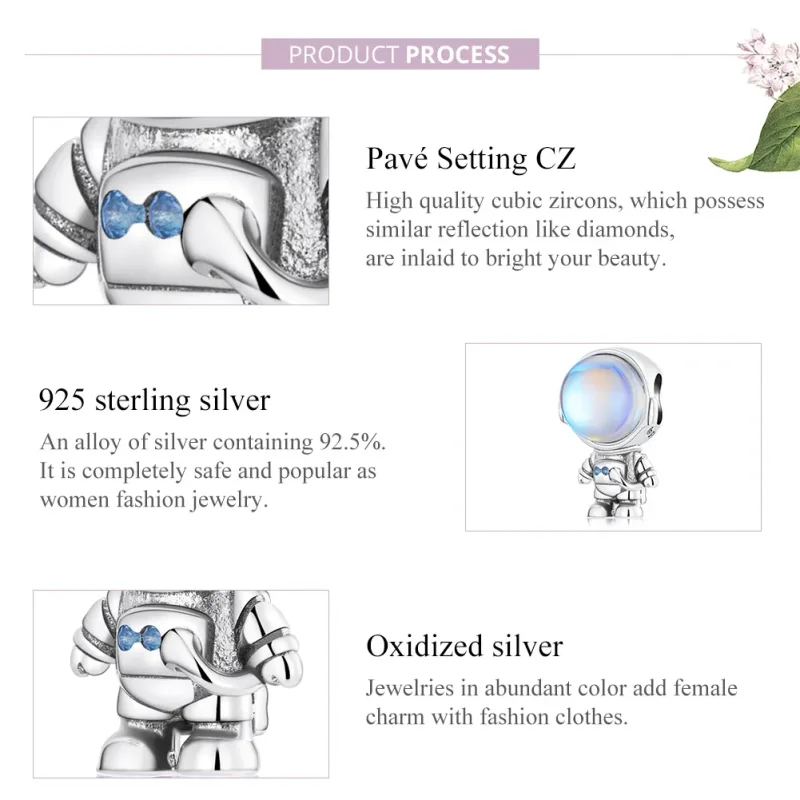 (bilde for) Pandora Style Varmfølende Astronaut Charm - BSC578 - Vis 5