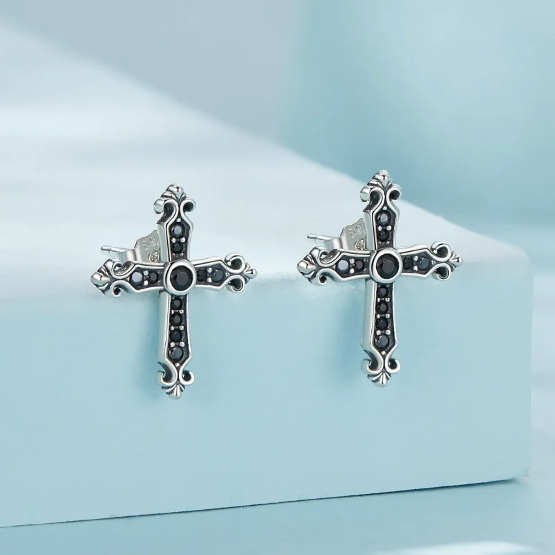 (bilde for) Pandora Style Vintage Cross Studs øredobber - SCE1655 - Vis 2
