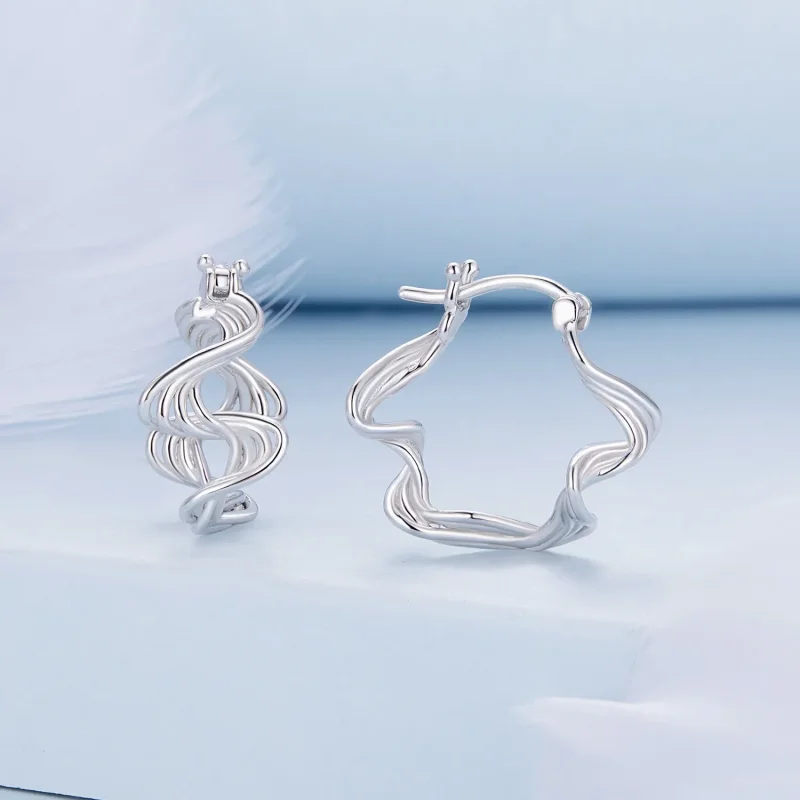 (bilde for) Pandora Style Wave Hoop øredobber - BSE907 - Vis 2