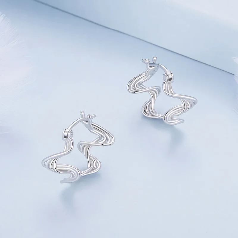 (bilde for) Pandora Style Wave Hoop øredobber - BSE907 - Vis 3