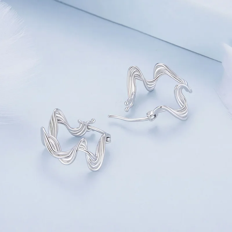 (bilde for) Pandora Style Wave Hoop øredobber - BSE907 - Vis 4